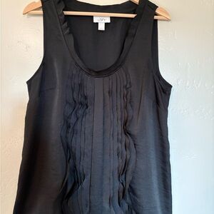 LOFT Black Sleeveless Blouse with Pleated Front